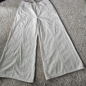 By Together Wide Leg Cream Cotton Pants